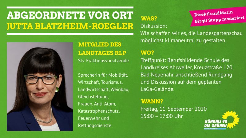 Die Tourismuspolitische Sprecherin der Grünen Landtagsfraktion Jutta Blatzheim-Roegler MdL zu Gast in Bad Neuenahr
