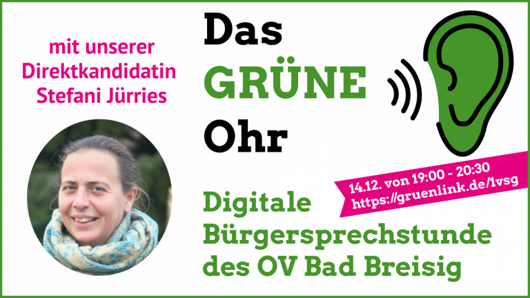 GRÜNES OHR Online: Einladung zur digitalen Bürgersprechstunde in Waldorf mit Direktkandidatin Stefani Jürries