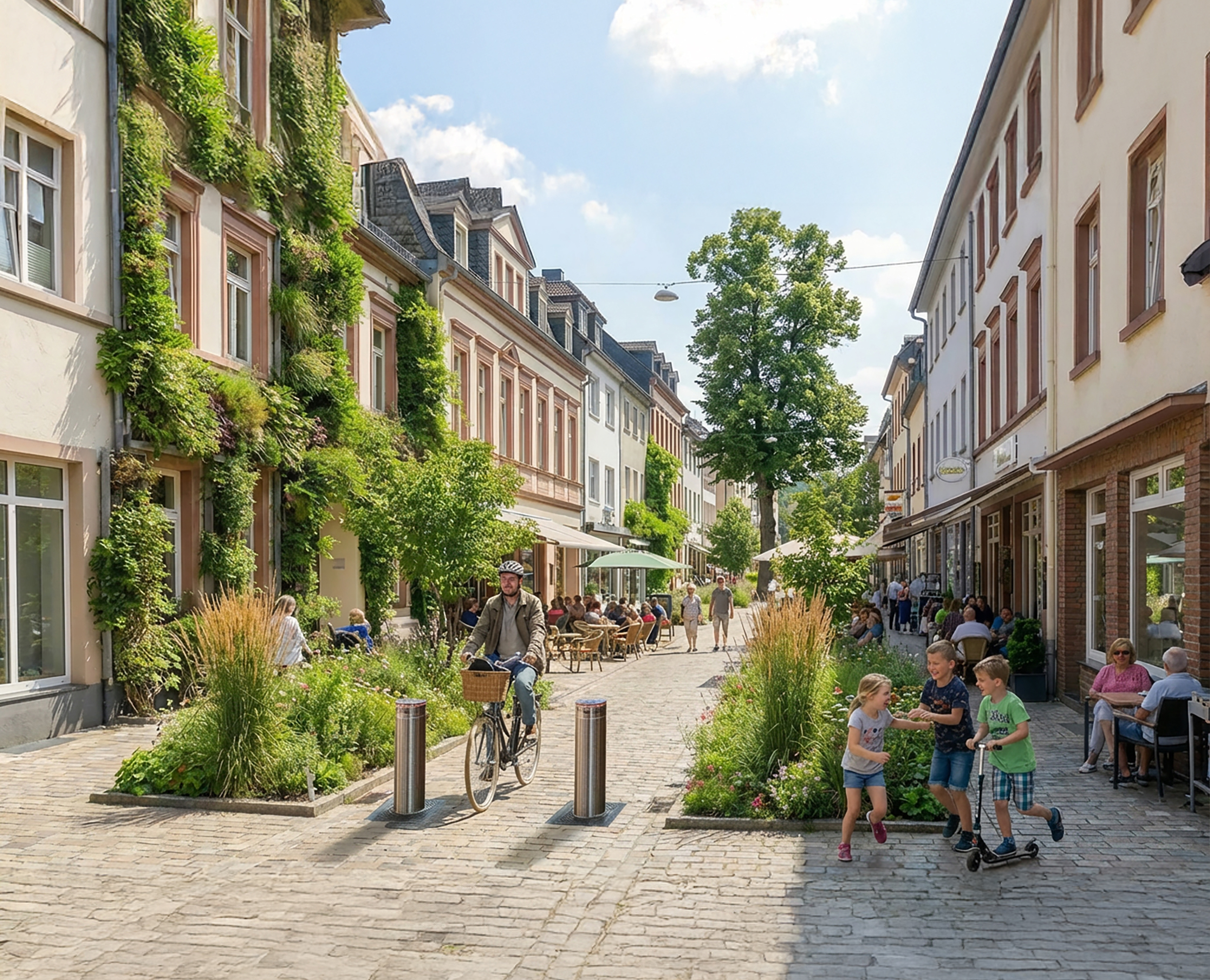 Visionäre Darstellung der möglichen zukünftigen Gestaltung der Bachovenstraße (Foto: Ralf Urban - KI-generierte Darstellung)