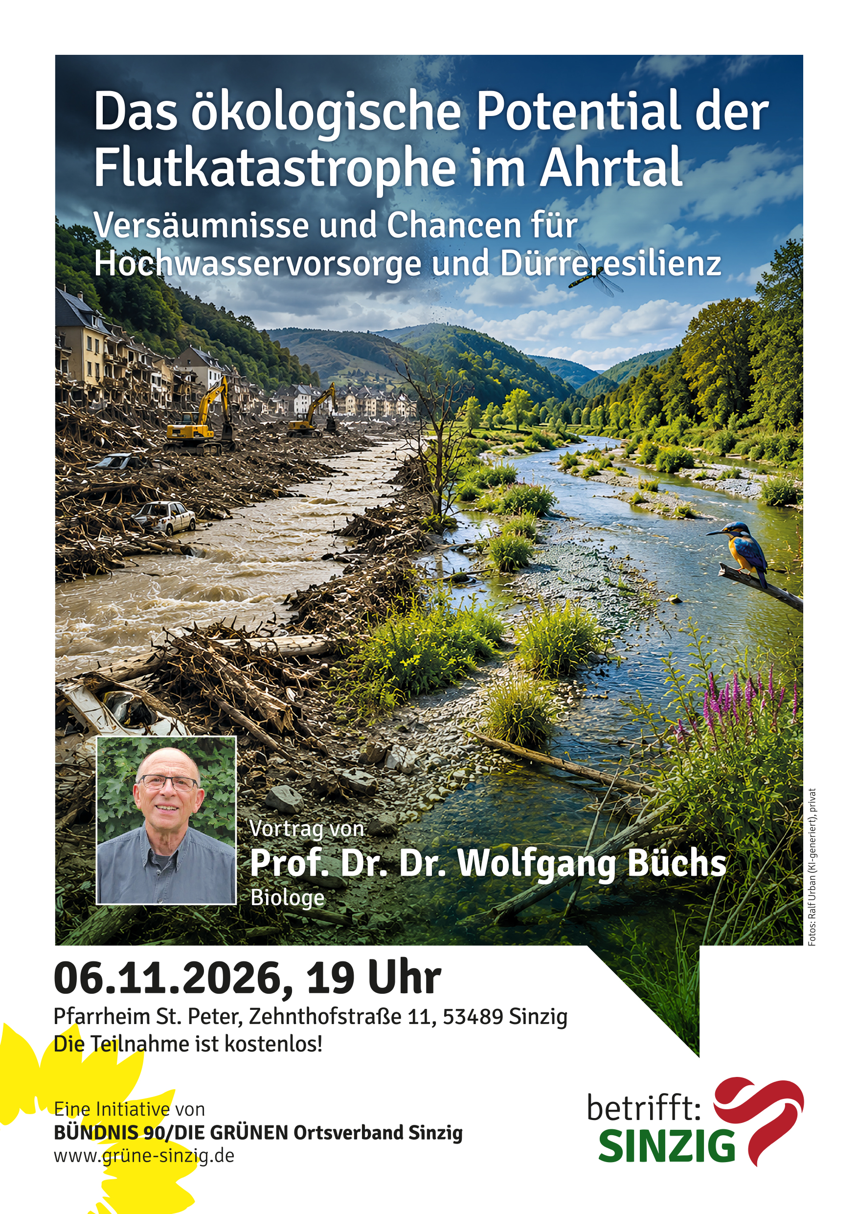 Der Biologe Prof. Dr. Dr. Wolfgang Büchs hält einen Vortrag zum ökologischen Potential der Flutkatastrophe im Ahrtal